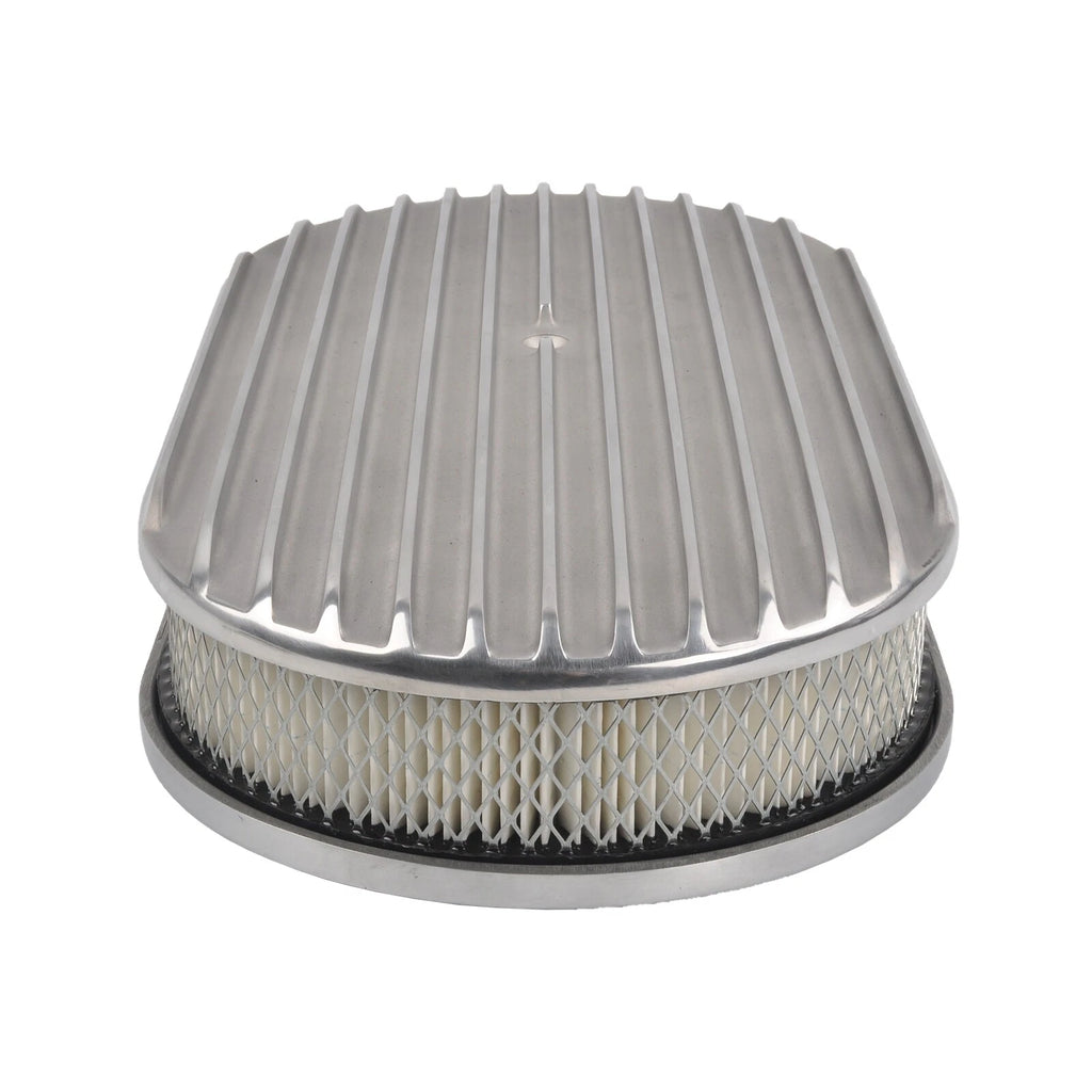Polished Aluminum 15" Oval Fully Finned Air Cleaner for SBC BBC 350 454
