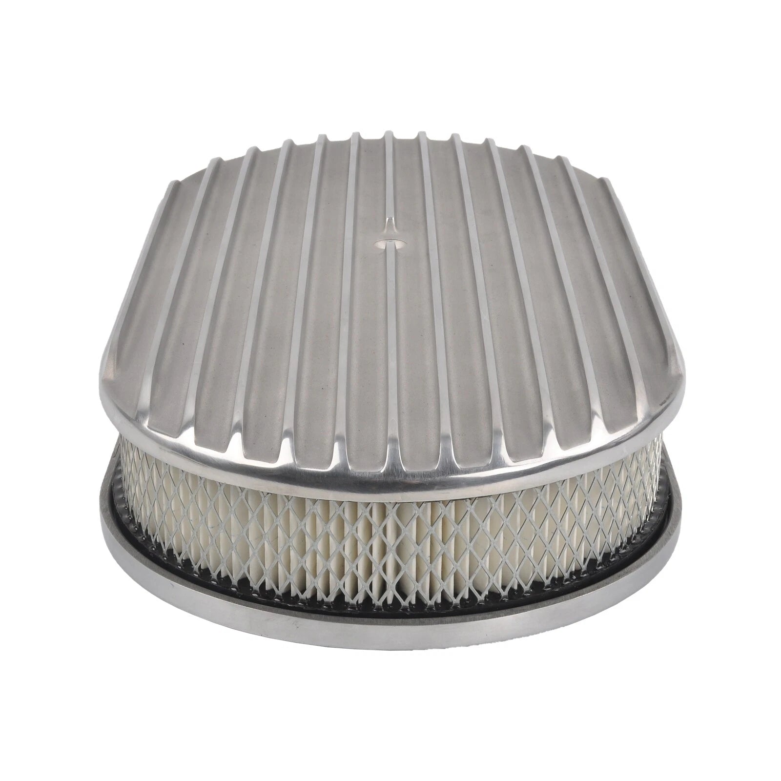 Polished Aluminum 15" Oval Fully Finned Air Cleaner for SBC BBC 350 454