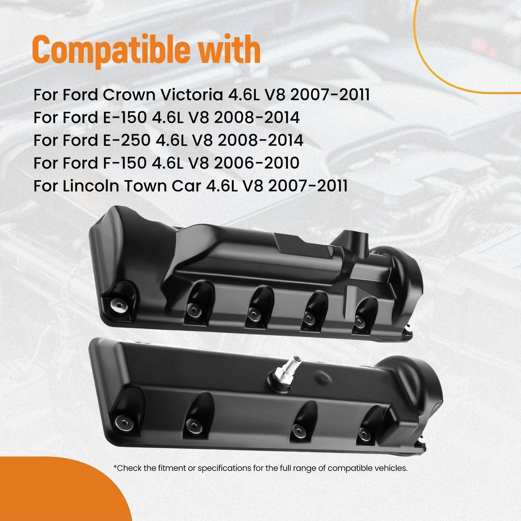 2X Aluminum Valve Cover Set for Ford E-150 E-250 F-150 Lincoln Town Car (4.6L)