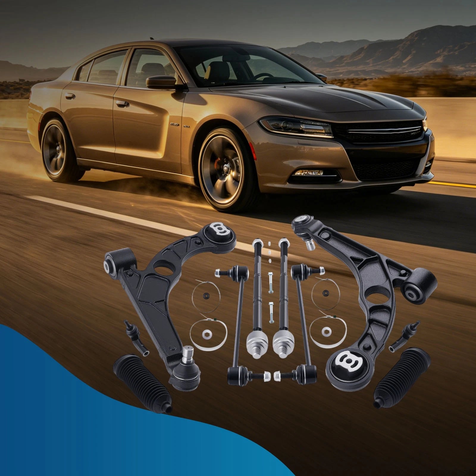 Front Lower Control Arm Sway Bar Tie Rod End Kit for Chrysler 200 (2015–2017)