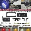 F&R LED Turn Signals & 4"x7" License Plate Holder for Harley Sportster S (2021-2023)