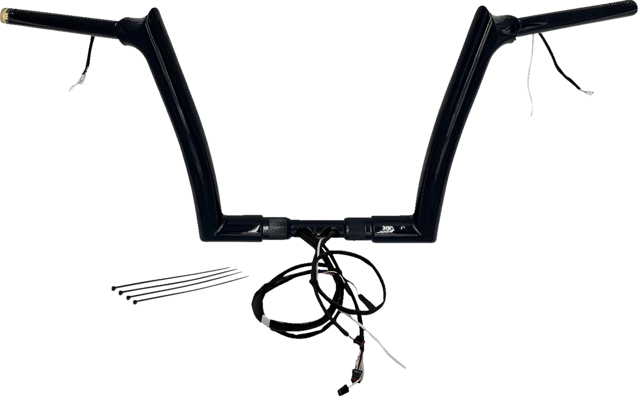 1-1/2" Pointed Top Handlebar Kit for Harley Davidson (EZ Install, 12", Black)