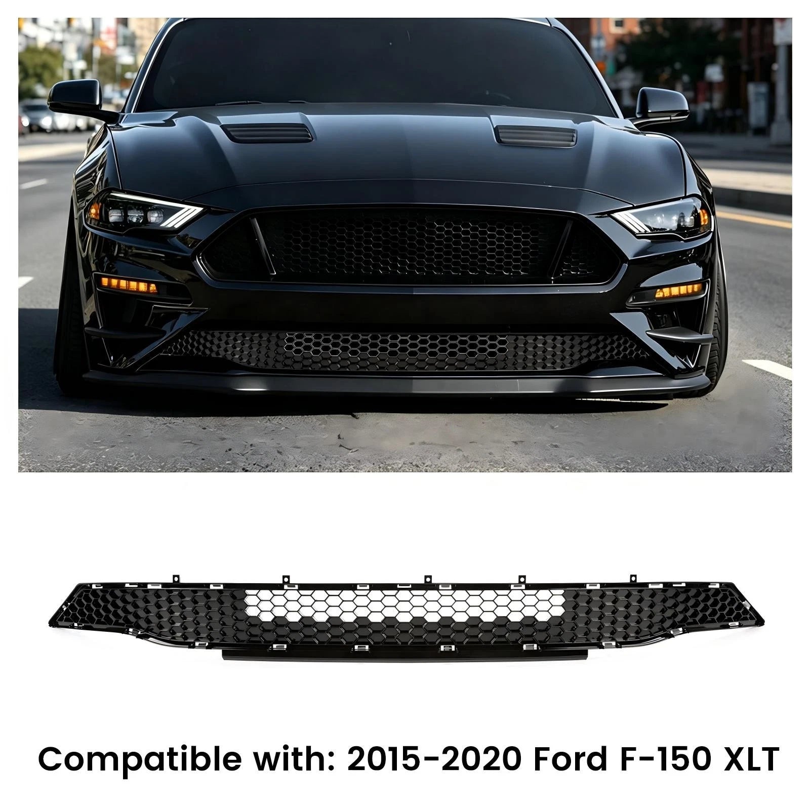 Front Lower Bumper Grill Grille Honeycomb for Ford Mustang (2018–2022)