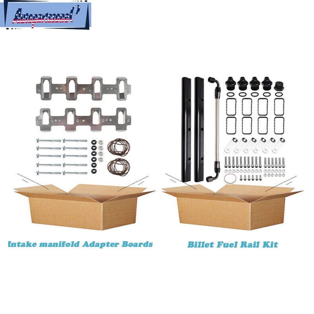 92MM Black Billet Fuel Rails Kit for LS Cathedral Port Cylinder Head (N/A)