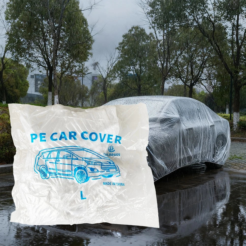 50-Pack Clear Plastic Disposable Car Cover for Universal Fit (Year Range)