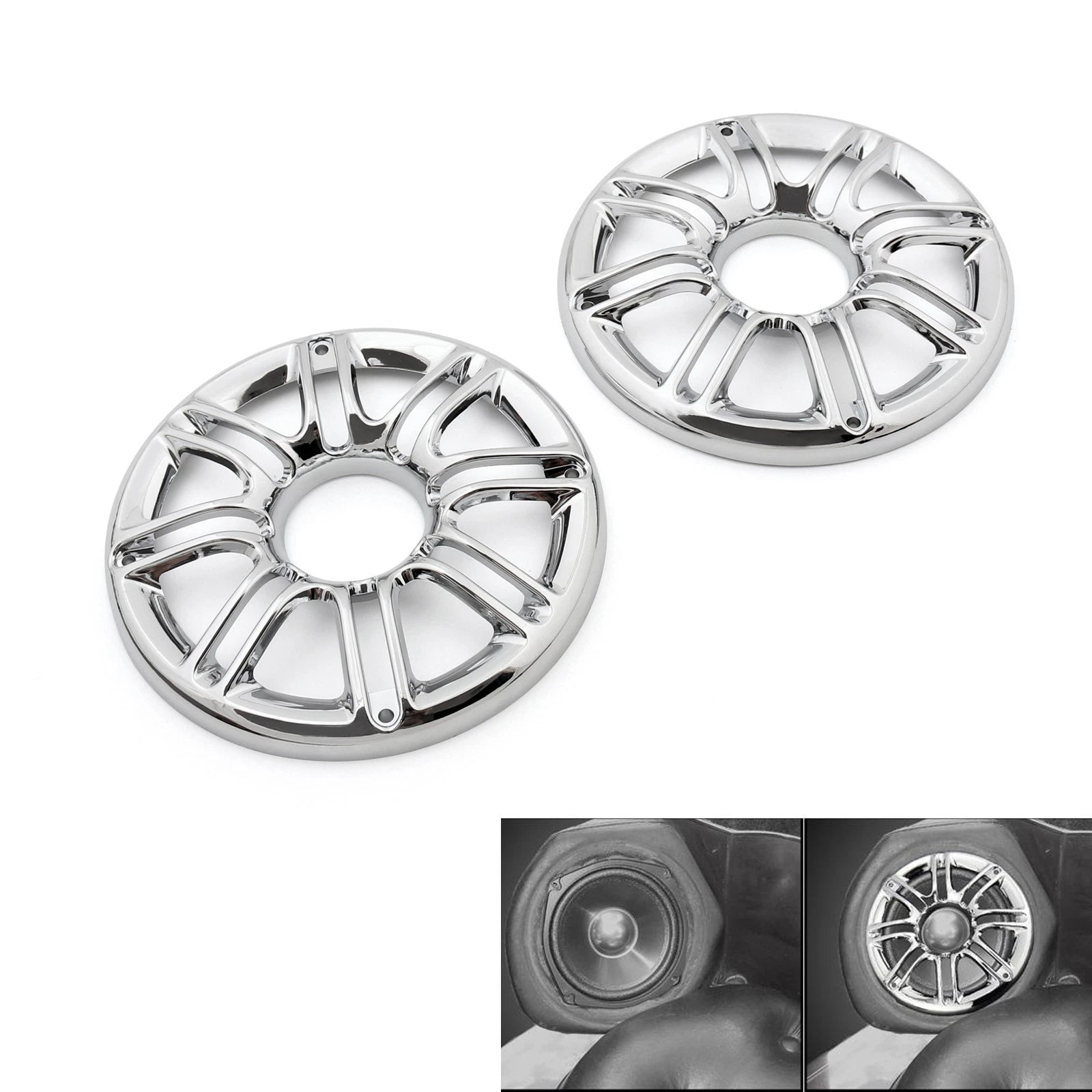2X Speaker Cover Grill 6" 3D Round for Harley Touring Electra Glide