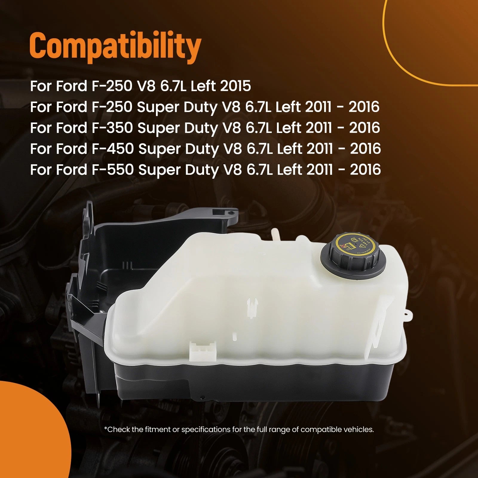 Engine Coolant Overflow Tank for Ford F-250/F-350/F-450/F-550 (2011–2016) 9C3Z8101B
