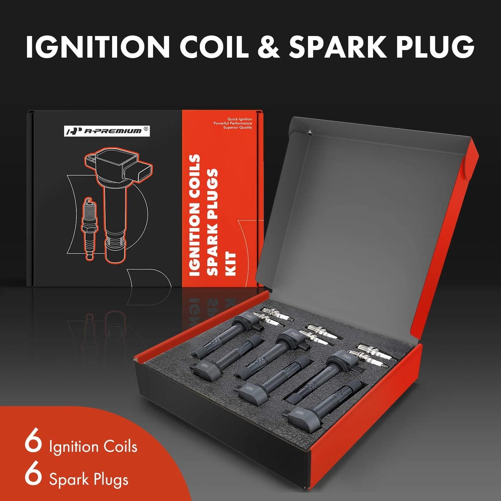 Set of 6 Ignition Coils & Iridium Spark Plugs for Honda Pilot (2006–2008)