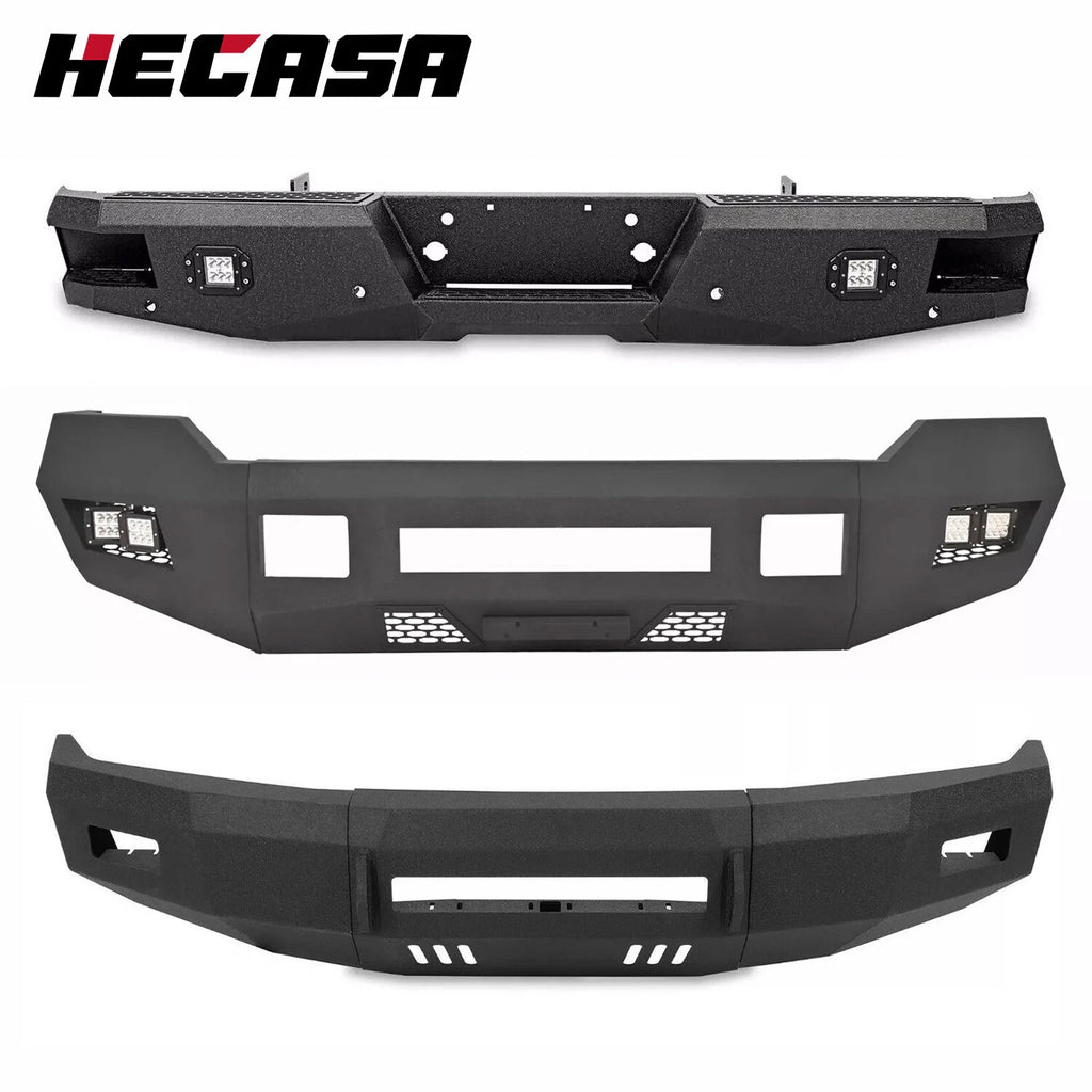 Black Front/Rear Bumper w/LEDs for Ford F250 F350 F450 (1999–2016)