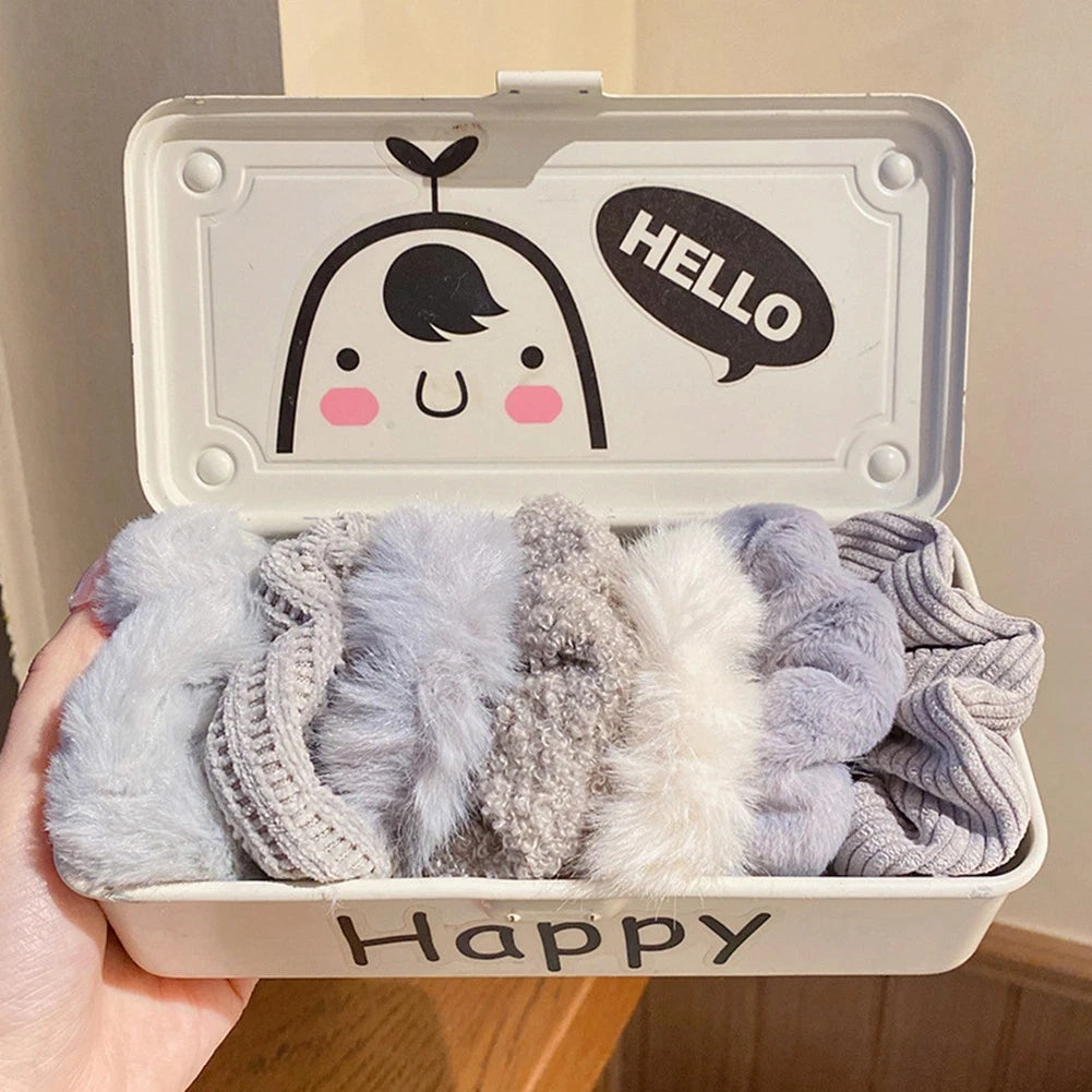 Set of 4 Compact Plush Hair Accessories for Effortless Styling