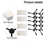 10pcs Side Brush & 4pcs Filter Mesh for Ariete Briciola 2711-2717 (2019)