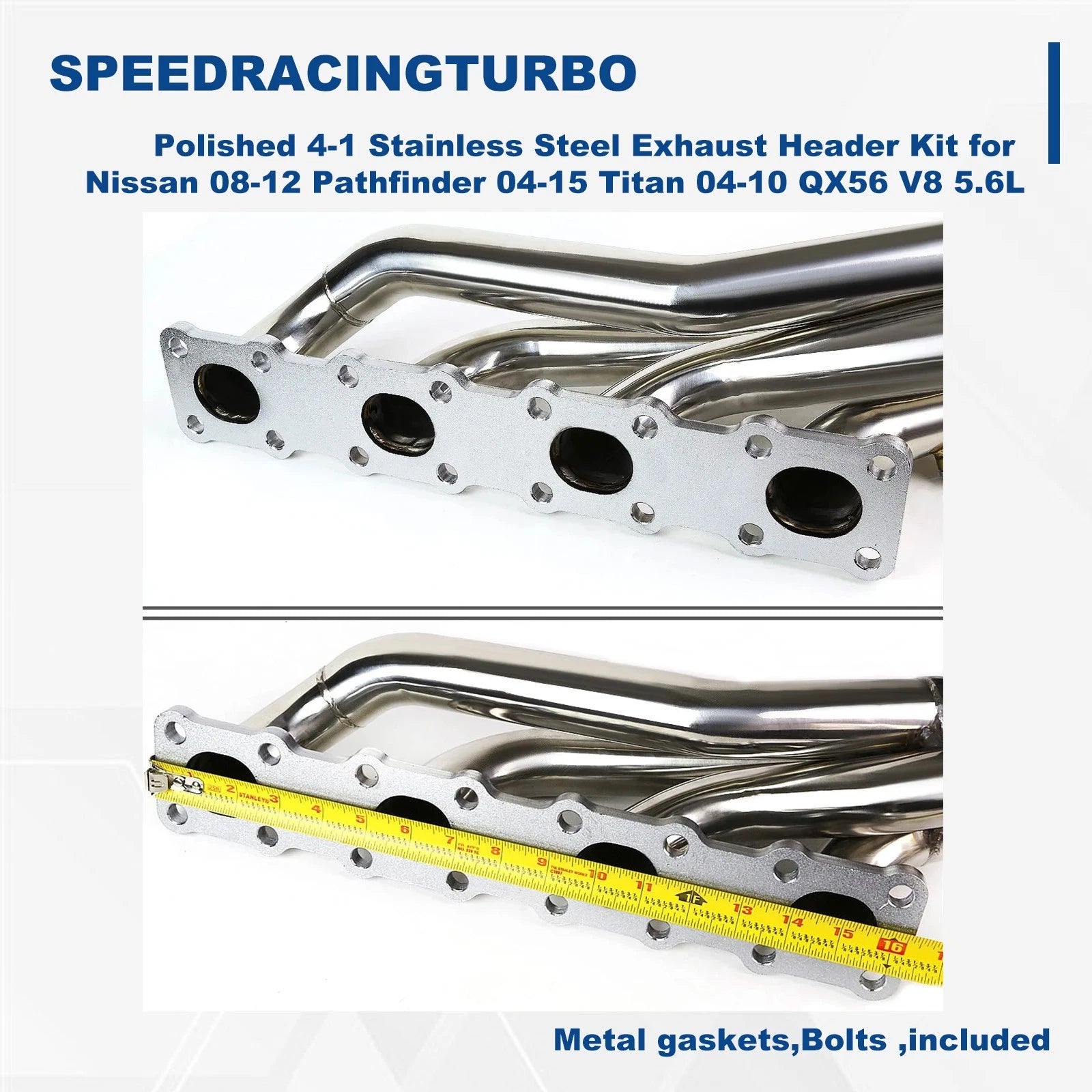 4-1 Exhaust Header Kit for Nissan Pathfinder Titan QX56 V8 5.6 (2004–2012)