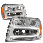 LED DRL Pair for Chevy Trailblazer (2002–2009) Chrome Amber Projector Headlight