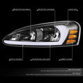 3D LED DRL Headlights for Pontiac Grand Prix (2004–2008) - Black Housing, Amber Corner