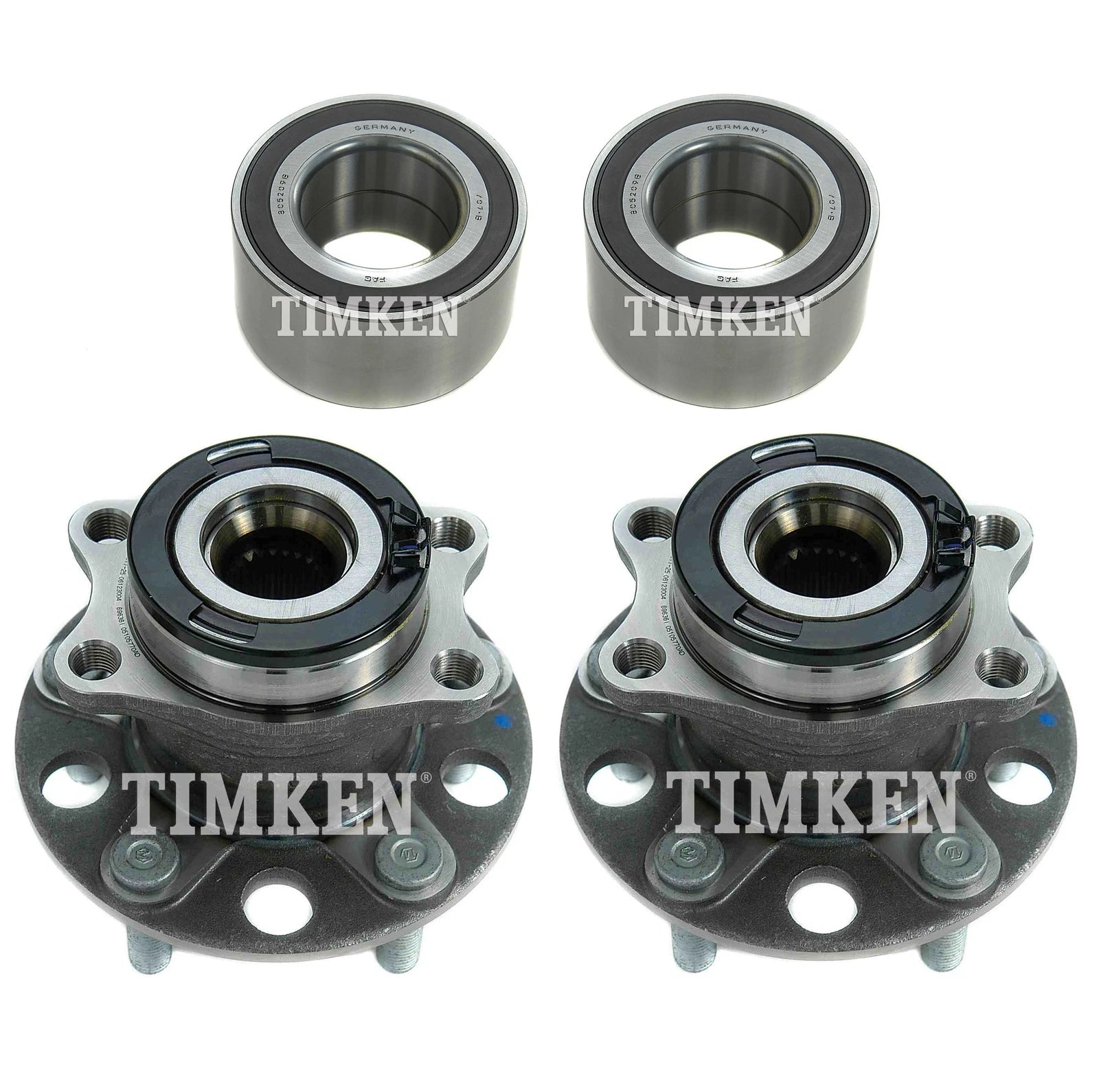 Front & Rear Wheel Bearing & Hub Assembly Kit for Dodge Caliber AWD (2007–2008)