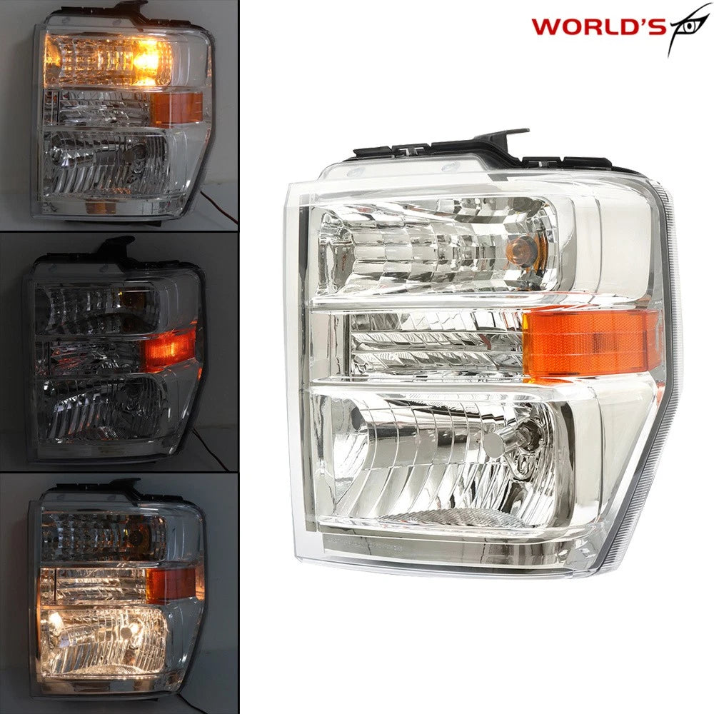 Headlight for Ford E150 E250 E350 (2008–2014) Clear Chrome Housing
