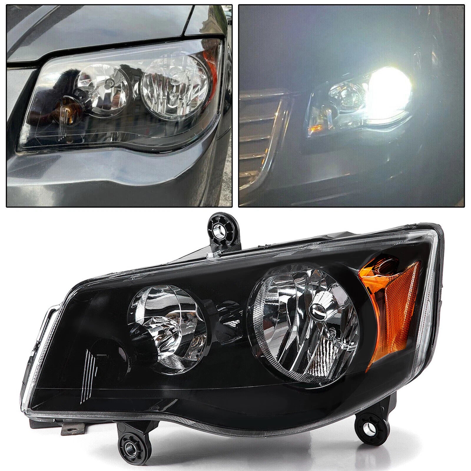 Headlights for Dodge Grand Caravan (2011–2019) & Chrysler Town & Country (2008–2016) Left Driver