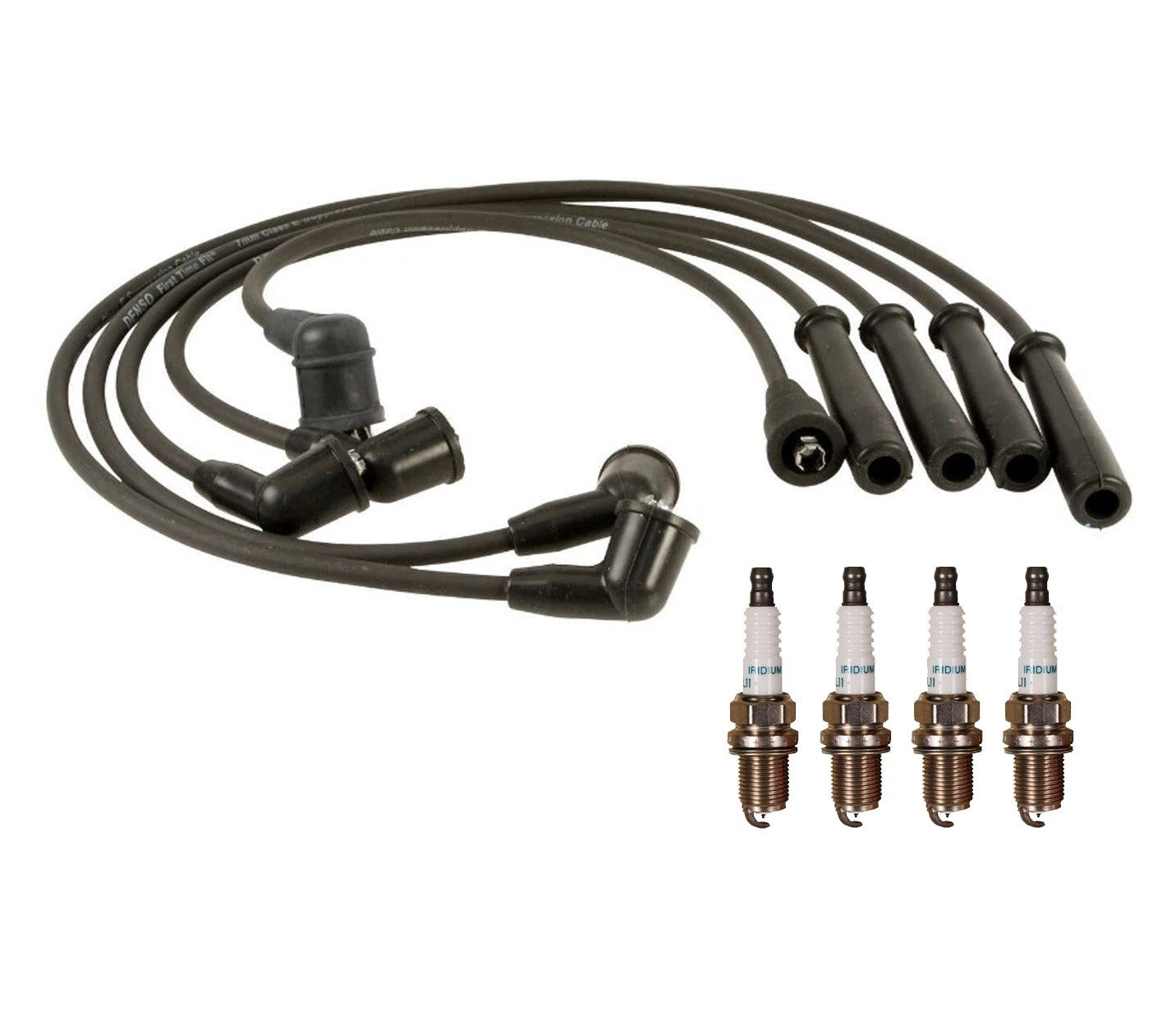 Denso 7mm Wire Set & 4 Iridium Spark Plugs for Mazda 1.6L L4