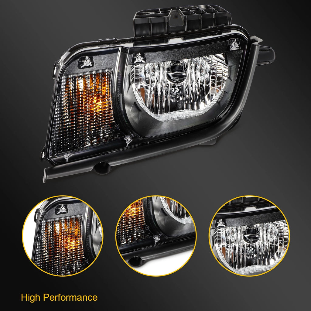 Driver Left Headlight for Chevy Camaro (2010–2013) Black Housing