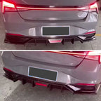 Gloss Black LED Rear Diffuser + Corner Splitters for Hyundai Elantra (2021–2023)