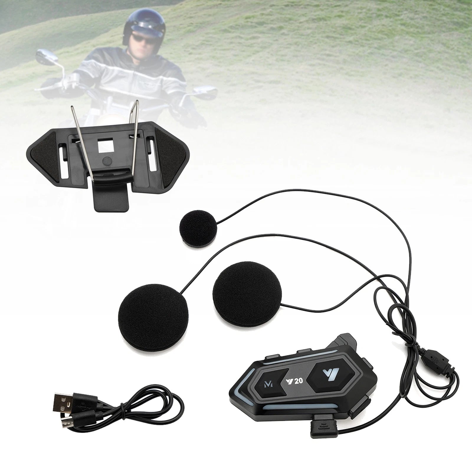 Bluetooth Earphone Headset for Motorcycle Universal Y20