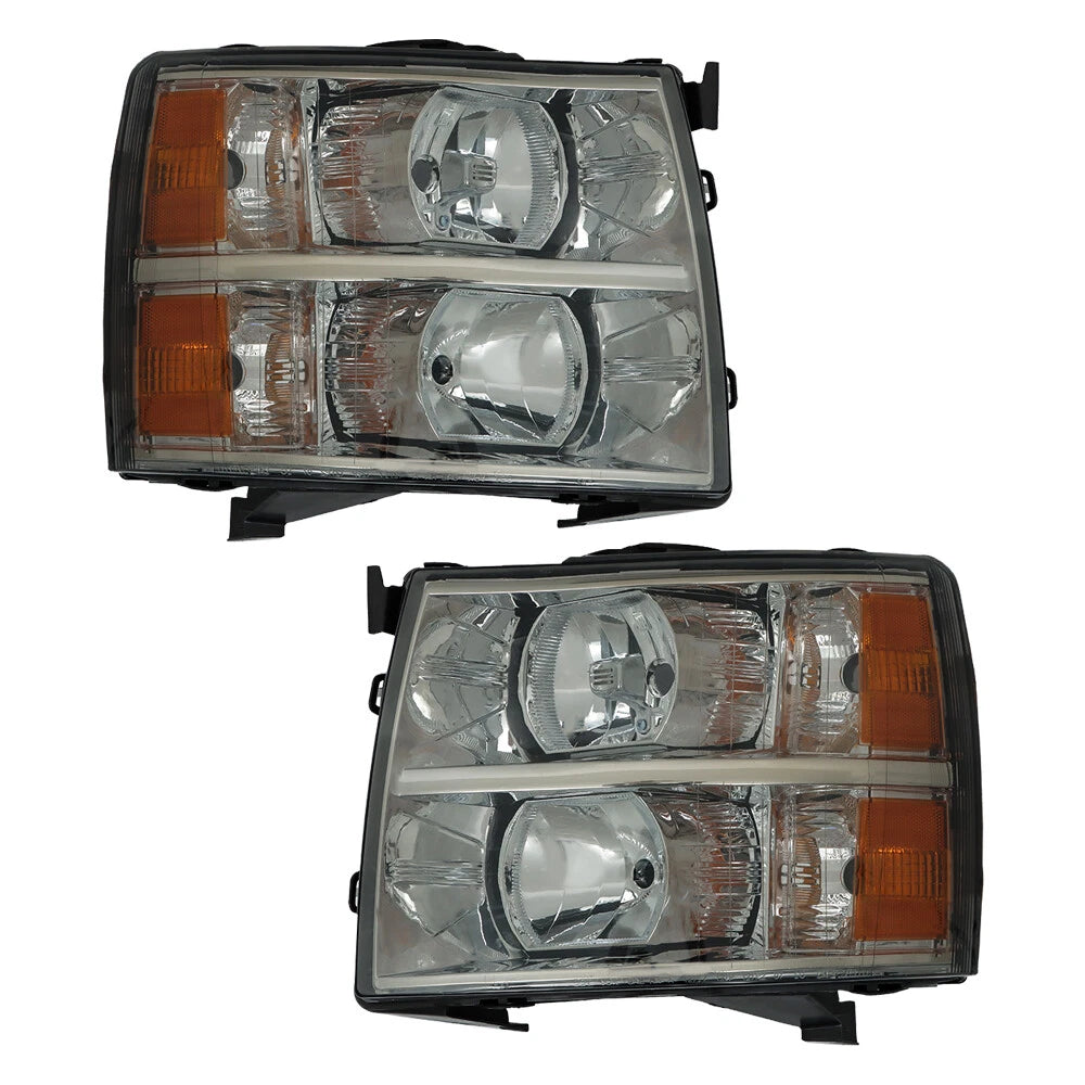 2X Smoked Headlight Assembly for Chevy Silverado (2007-2013)