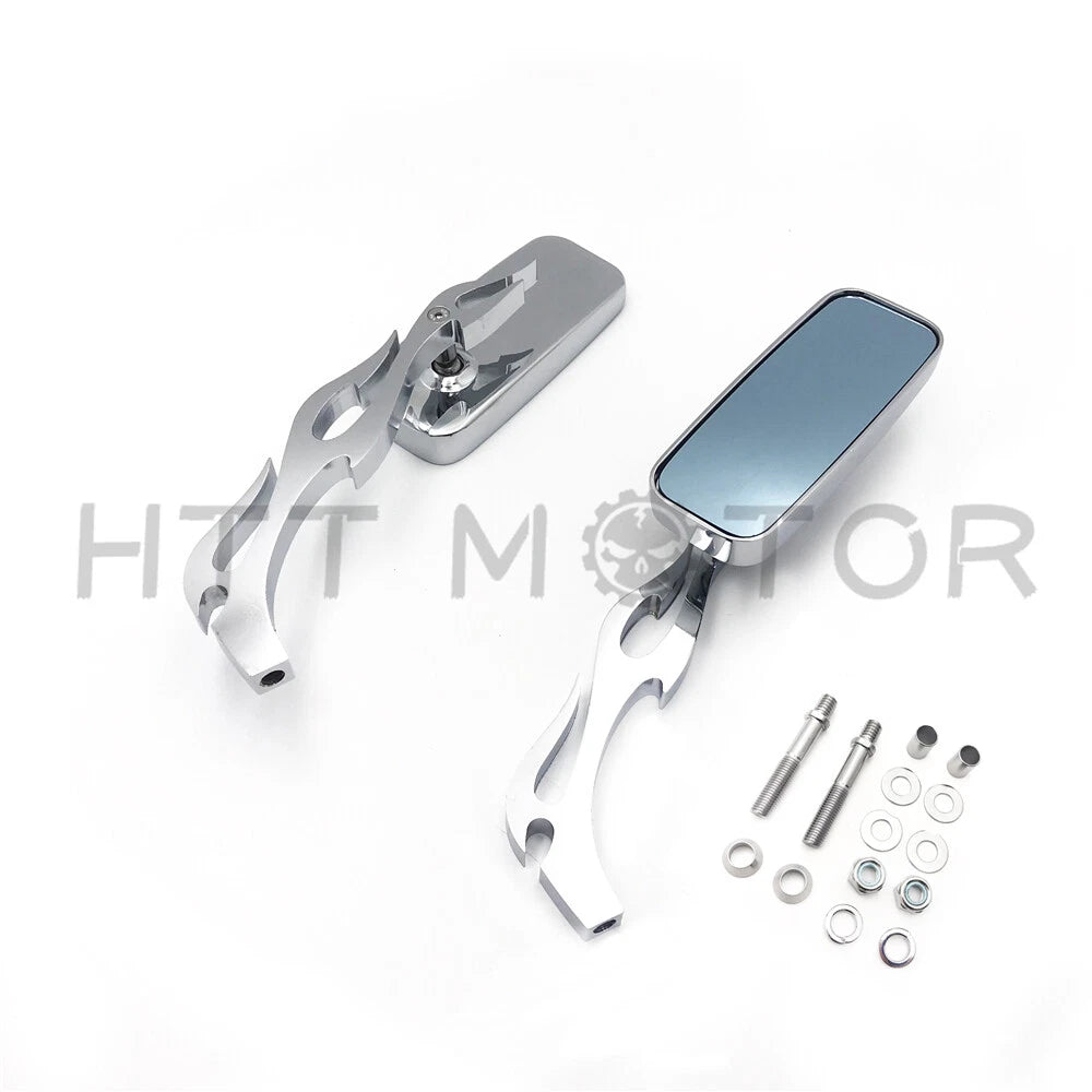Anti Glare Blue Rearview Mirror 8mm for Harley Softail (2018–2023) Chrome
