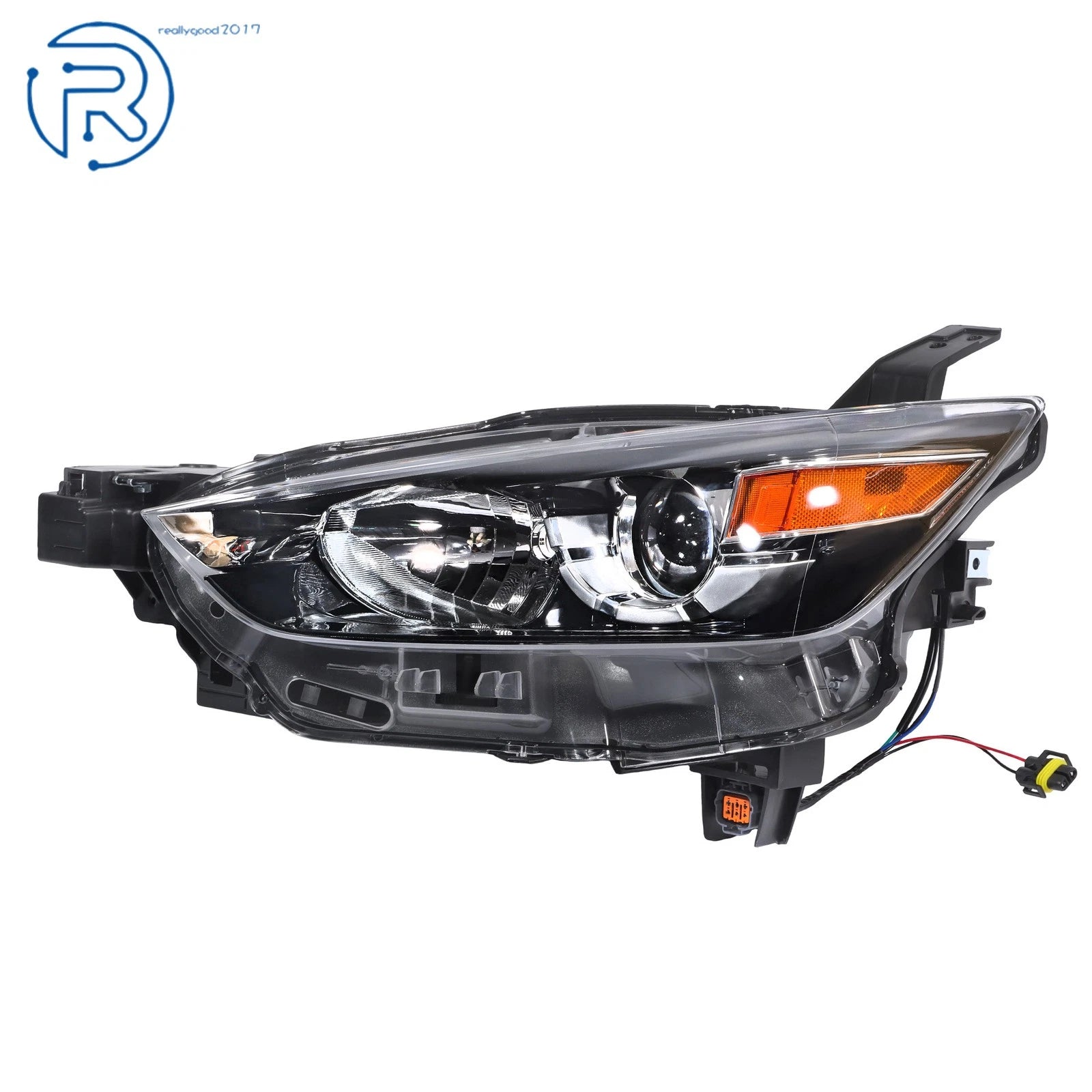 DB4N510L0A Headlight for Mazda CX-3 (2016–2019, 2022) Black Halogen Left