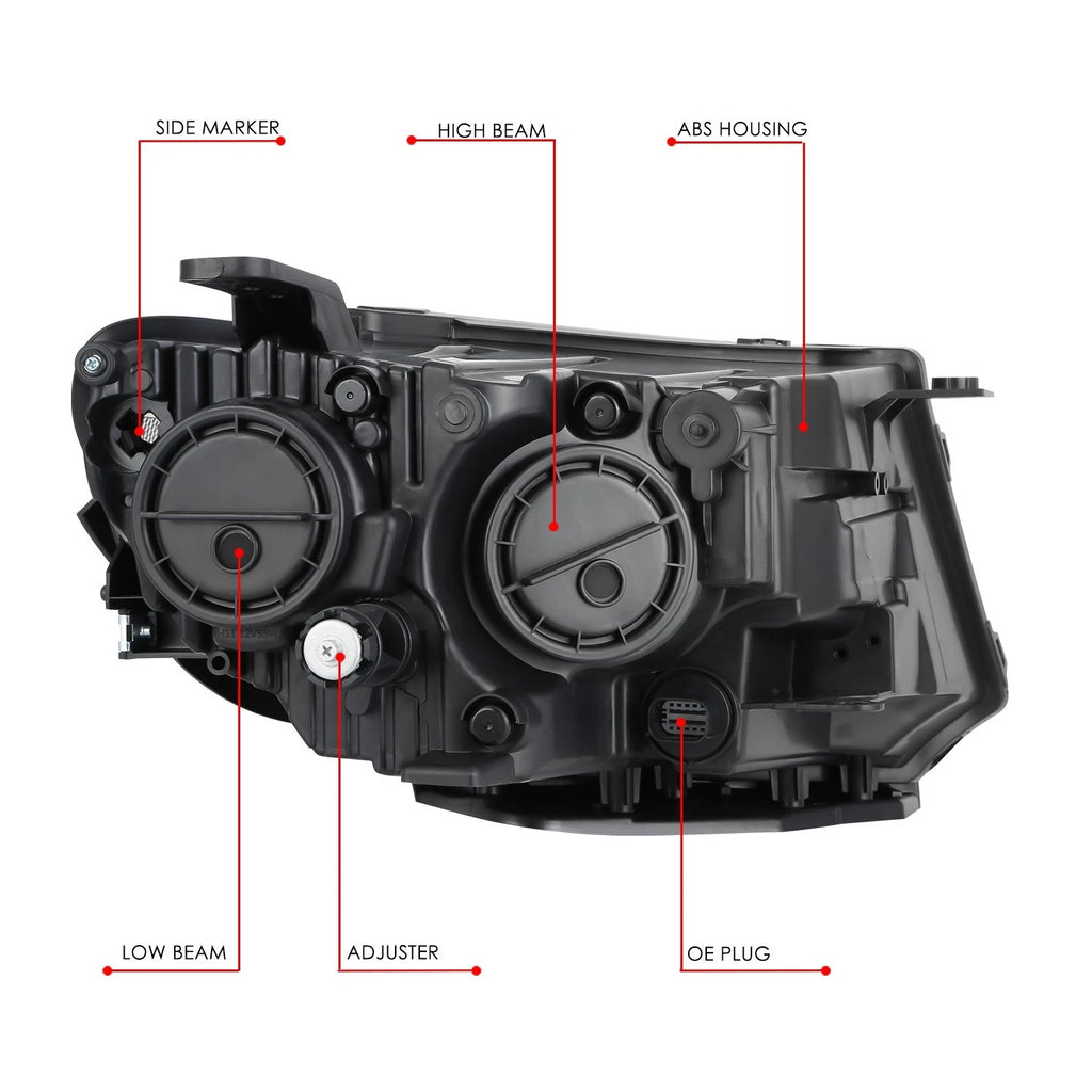 2PC Headlights for Jeep Compass (2017–2021) Black Housing Clear Corner