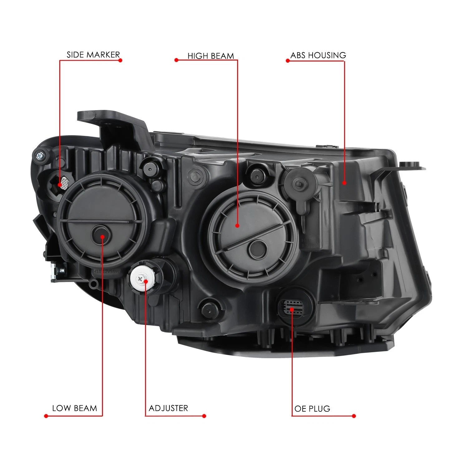 2PC Headlights for Jeep Compass (2017–2021) Black Housing Clear Corner