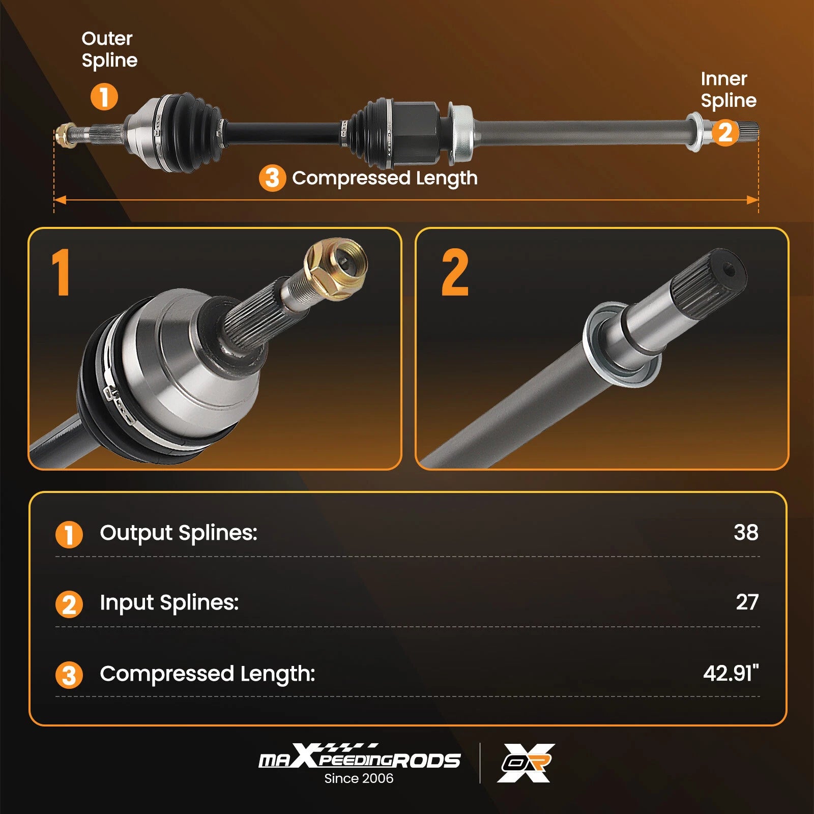 Front Right CV Axle Shaft for Ford Explorer (2014-2019)