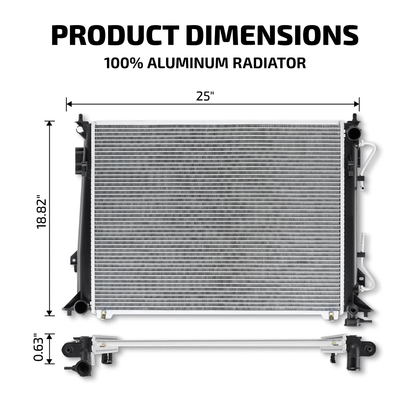 Aluminum Radiator CU2831 for Hyundai Azera 3.8L, Sonata 3.3L, Kia Optima 2.4L