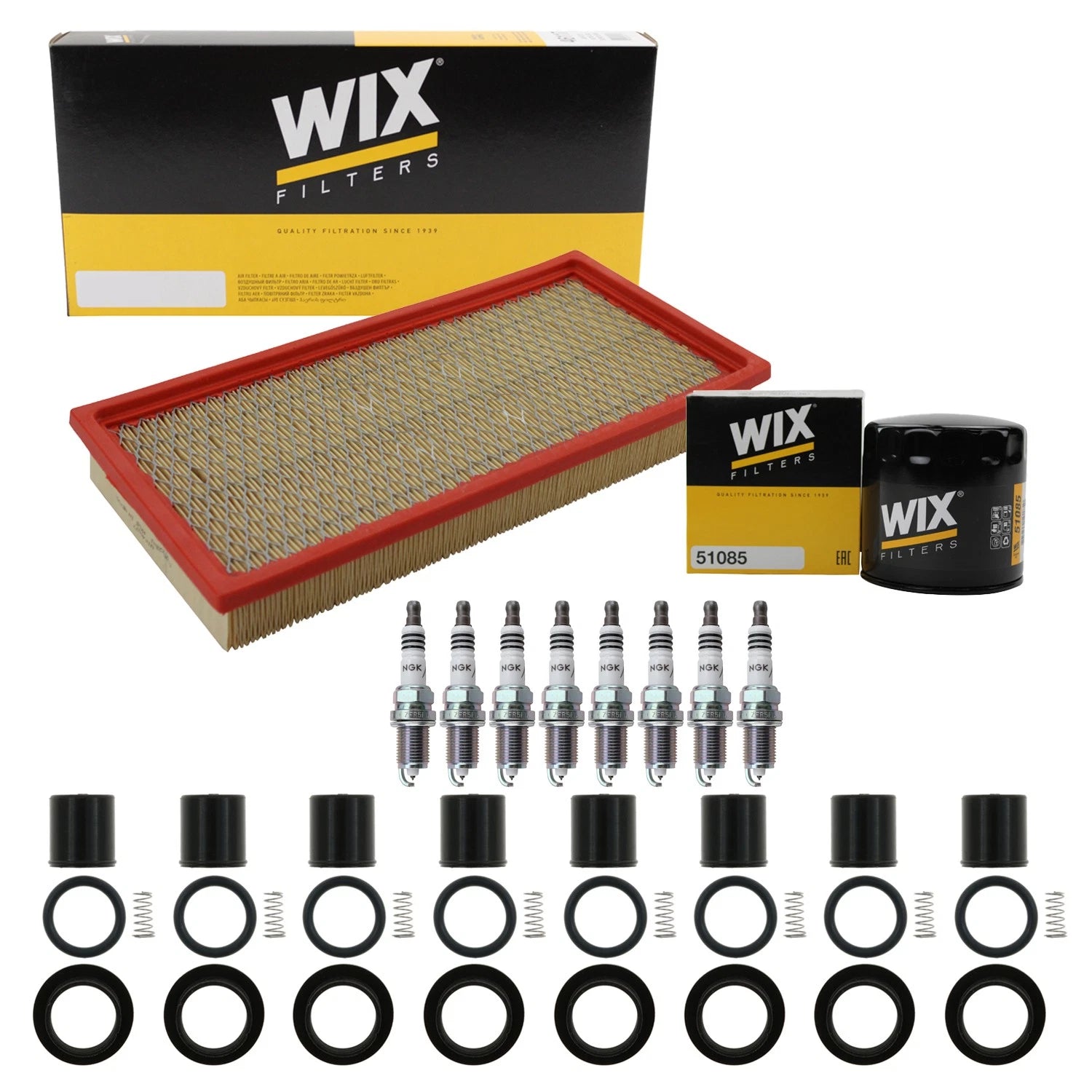 Tune Up Kit with NGK 8 Spark Plugs & Coil Boots for Dakota Raider (2000–2004)