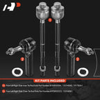 Set of 4 Inner & Outer Tie Rods for Chevy Silverado 1500 GMC Sierra 1500 (2007–2013)