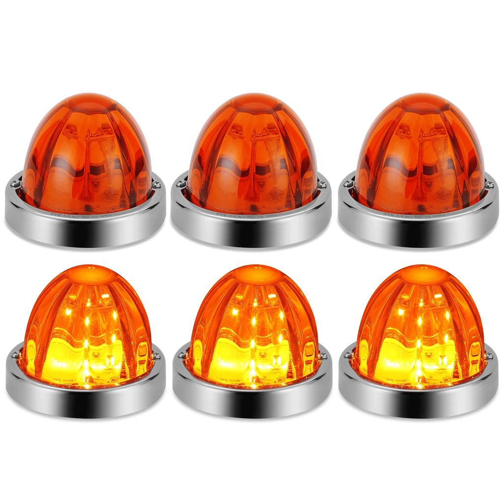 Set of 6 Chrome Amber LED Side Marker Light Assembly for Universal Fit
