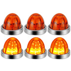 Set of 6 Chrome Amber LED Side Marker Light Assembly for Universal Fit