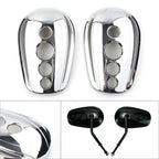 Pair Chrome Rear View Mirror Cover Caps for Harley Dyna Softail Sportster
