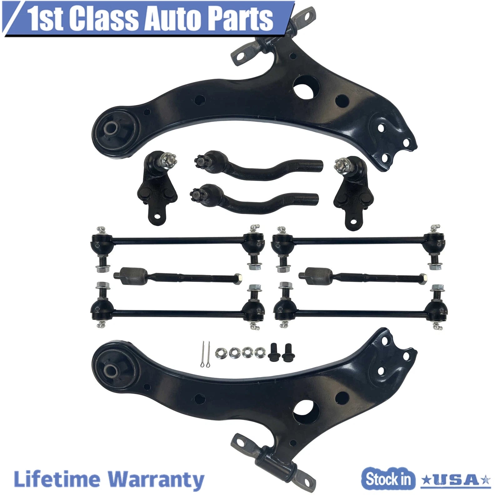 Set of 12 Control Arm Ball Joint Tie Rod Kit for Toyota Camry (2007–2011)