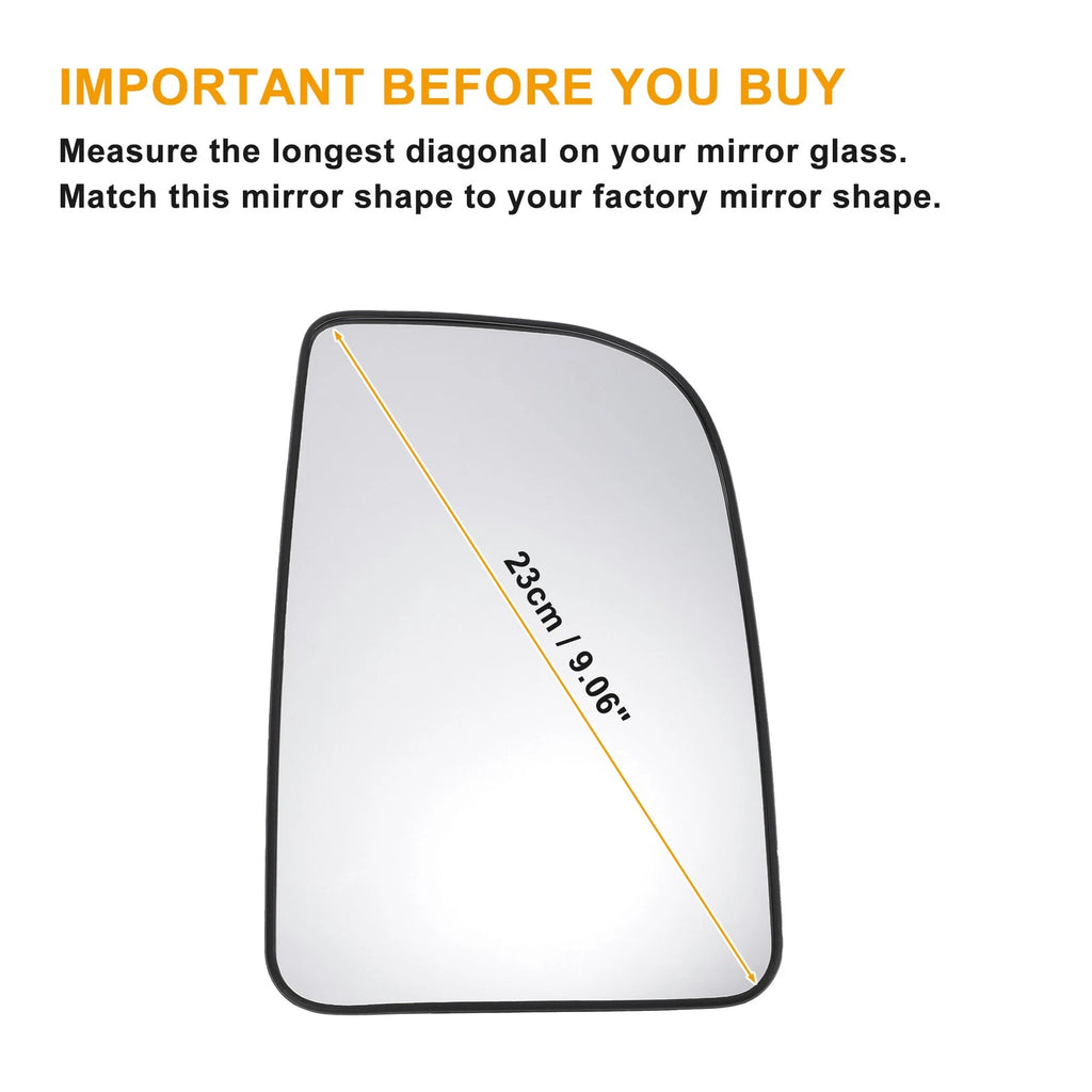 Right Upper White Heated Mirror Glass for Mercedes Sprinter (2018–2023)