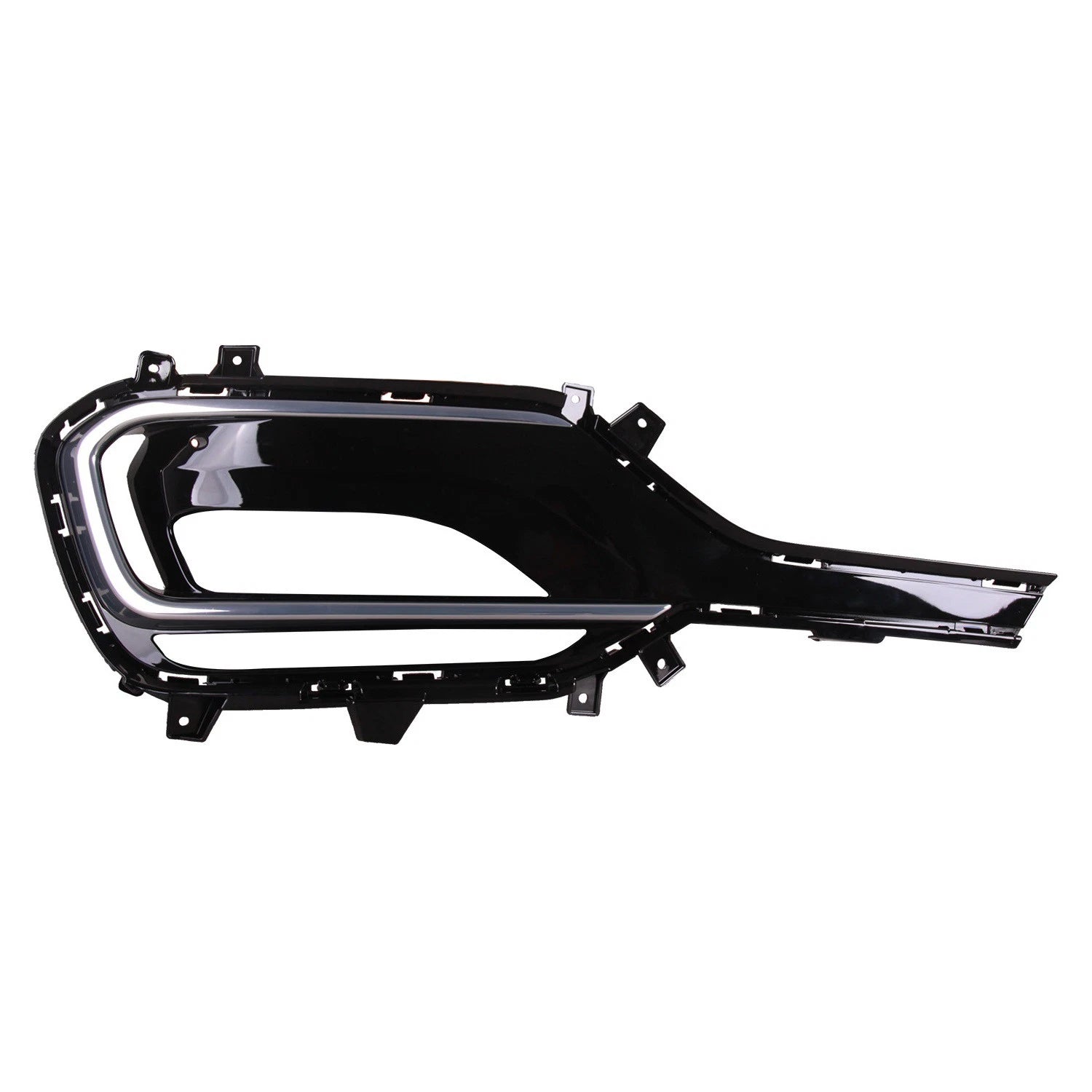 Replacement Black/Silver Painted Polypropylene Front Passenger Fog Light Bezel