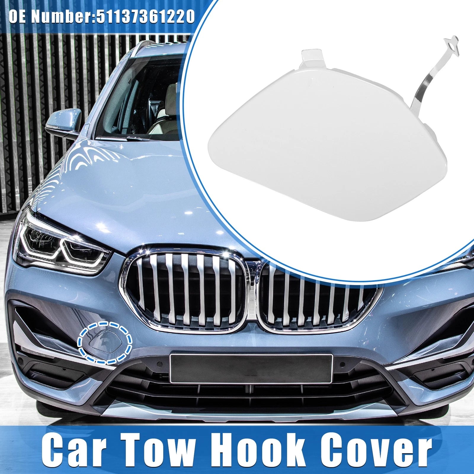 Tow Hook Eye Hole Cover for BMW X1 XDrive28i (2013–2015) - White Plastic