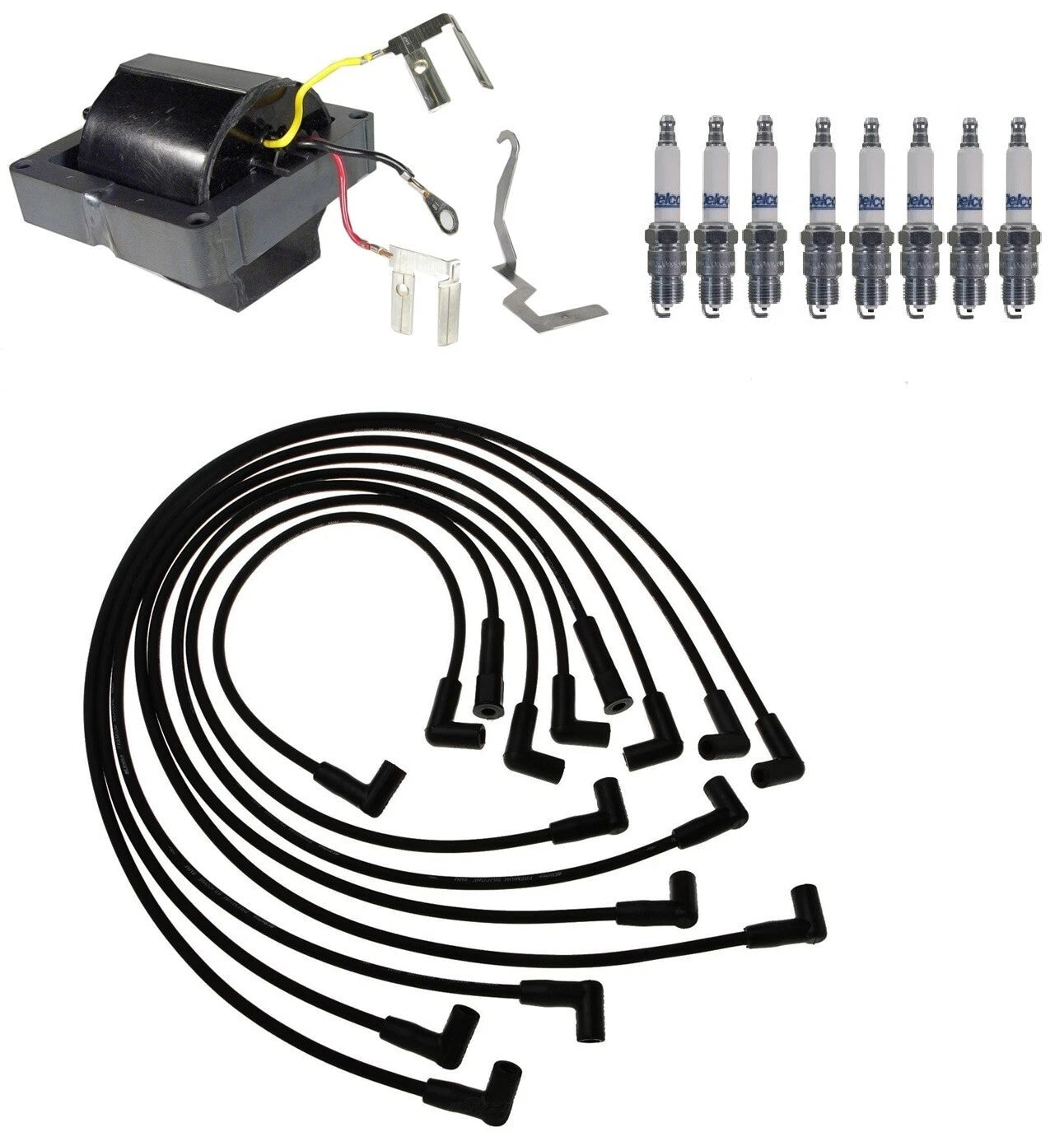 Ignition Wires & Spark Plugs Kit for Chevy K10 Suburban (1985)