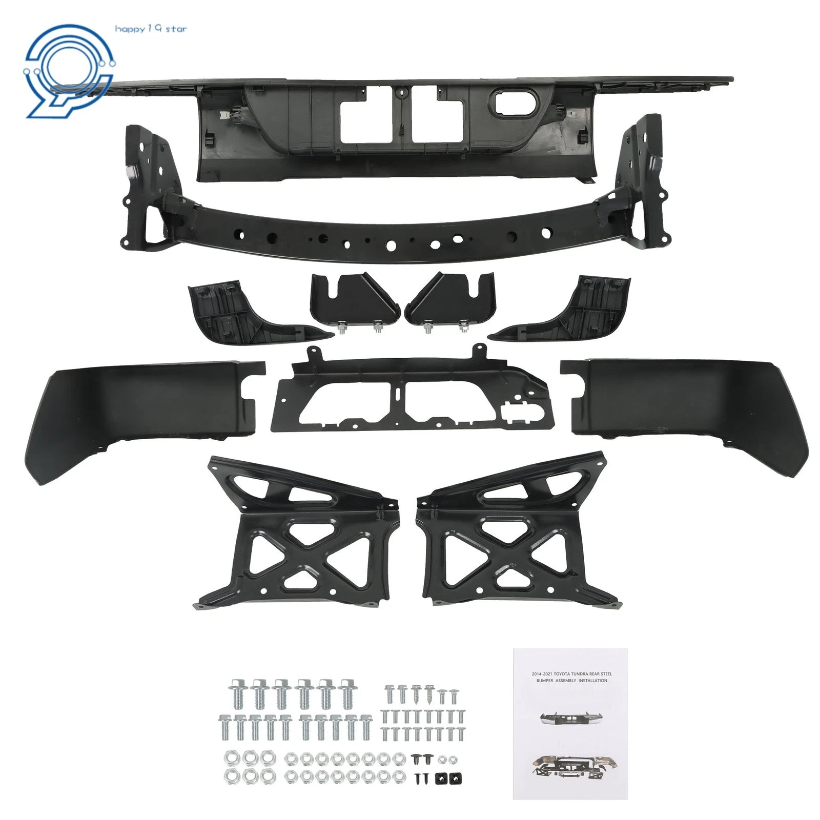Complete Black Steel Rear Step Bumper for Toyota Tundra (2014–2021)