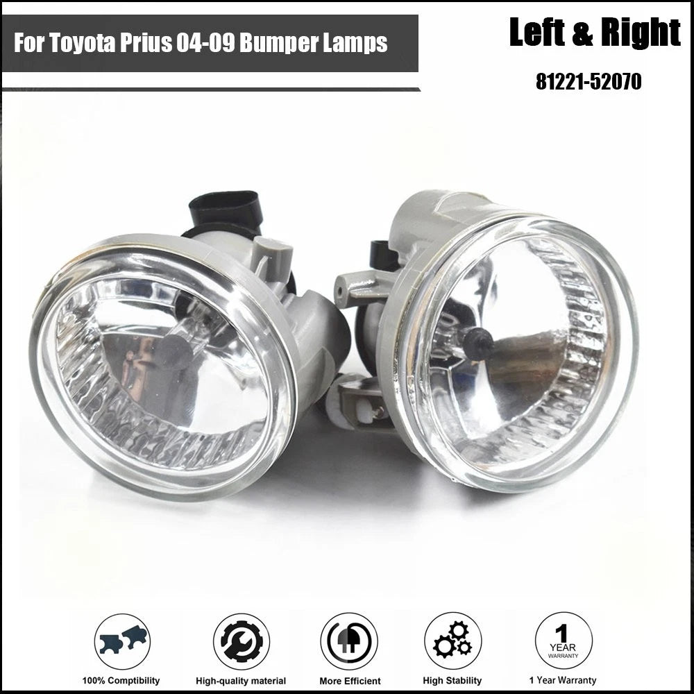 Clear Lens Fog Lights with Bulbs for Toyota Prius (2004–2009)