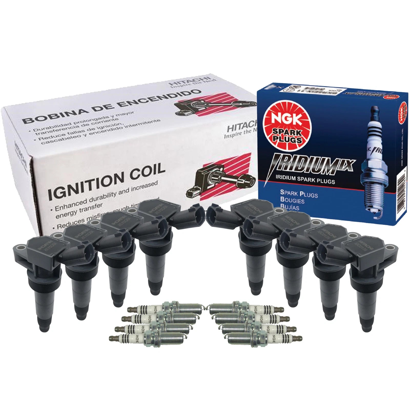 Set of 8 Ignition Coils & NGK Iridium IX Spark Plugs for Hyundai Kia (4.6 V8)