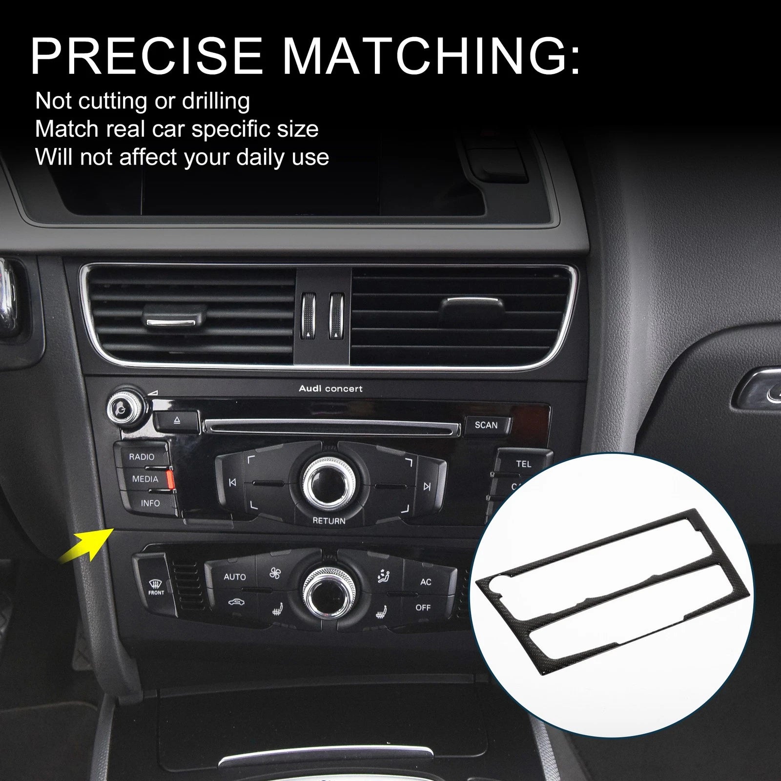 Navigation CD Panel Air Outlet Cover Sticker for Audi A4 A5 S5 (2009–2016)