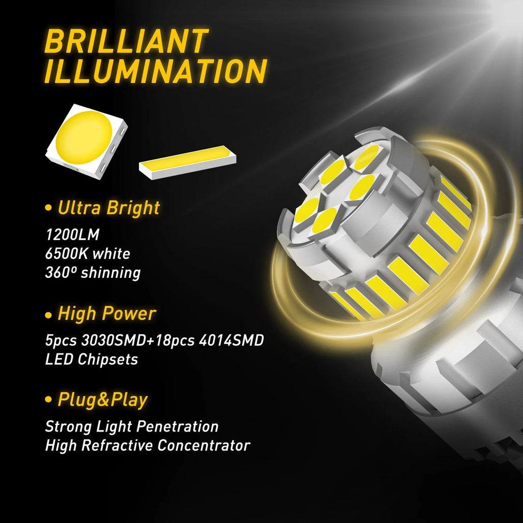 2X LED Reverse Stop Brake Bulb for AUXITO 7443 7440 (6500K)