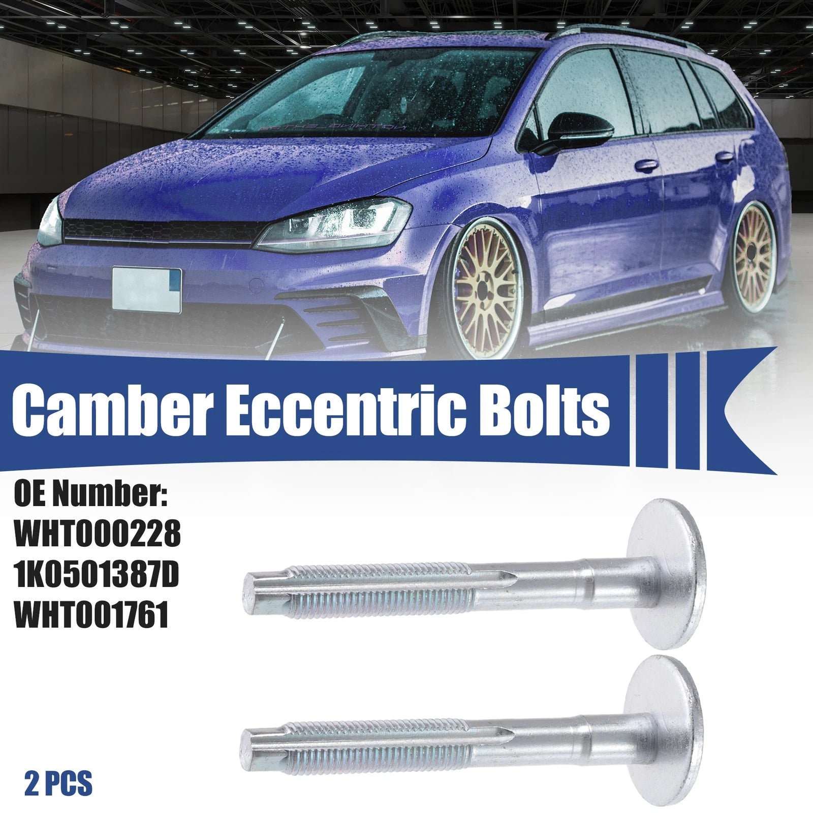 2 Pcs Eccentric Alignment Camber Bolt for Volkswagen (No.WHT000228/1K0501387D)