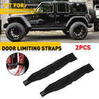 2X Black Heavy Duty Door Check Strap for Jeep Wrangler JK JL JT (2007–2021)