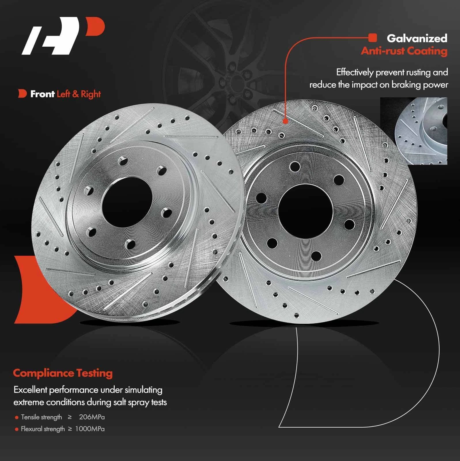 Front Drilled Brake Rotors for Nissan Frontier, Suzuki Equator (2005–2019)